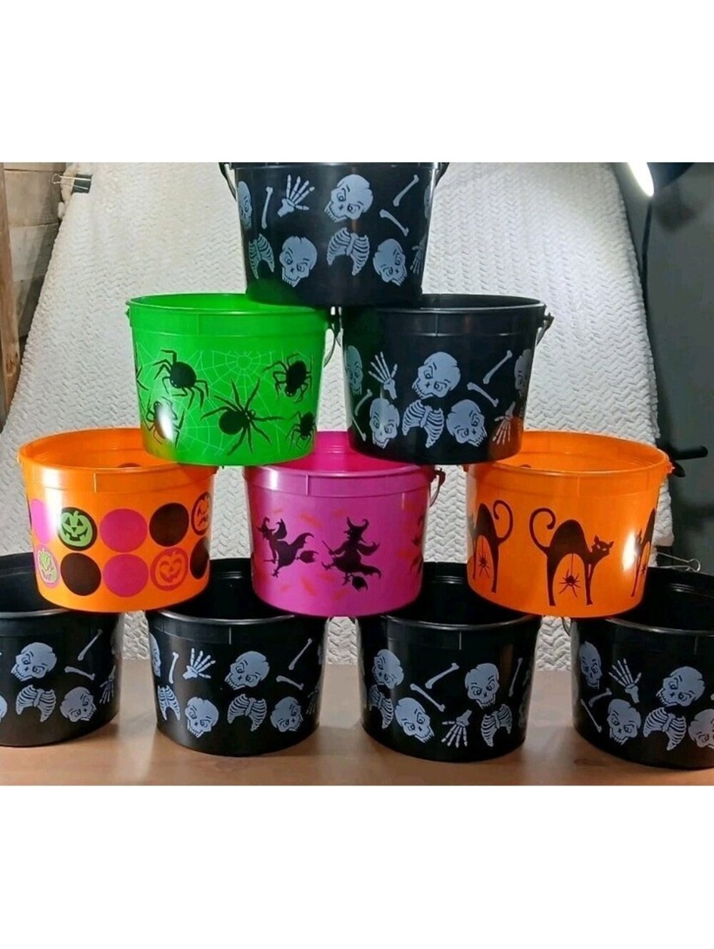 10 - NEW Vintage 8" x 6" - 1 gallon Berry Plastics T08-3 Halloween Bucket Pal